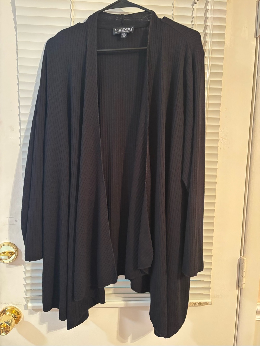 Context Ribbed Open-Front Women's Sweater Cape - Black